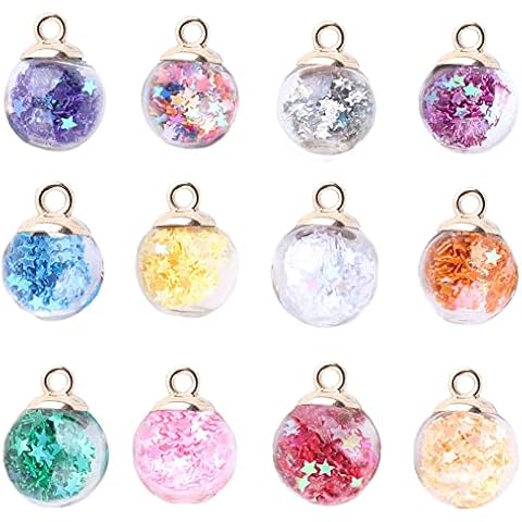66 Stück Dome Ball Charme, Bunte Glaskugel Charms, Glaskugel Anhänger Cover
