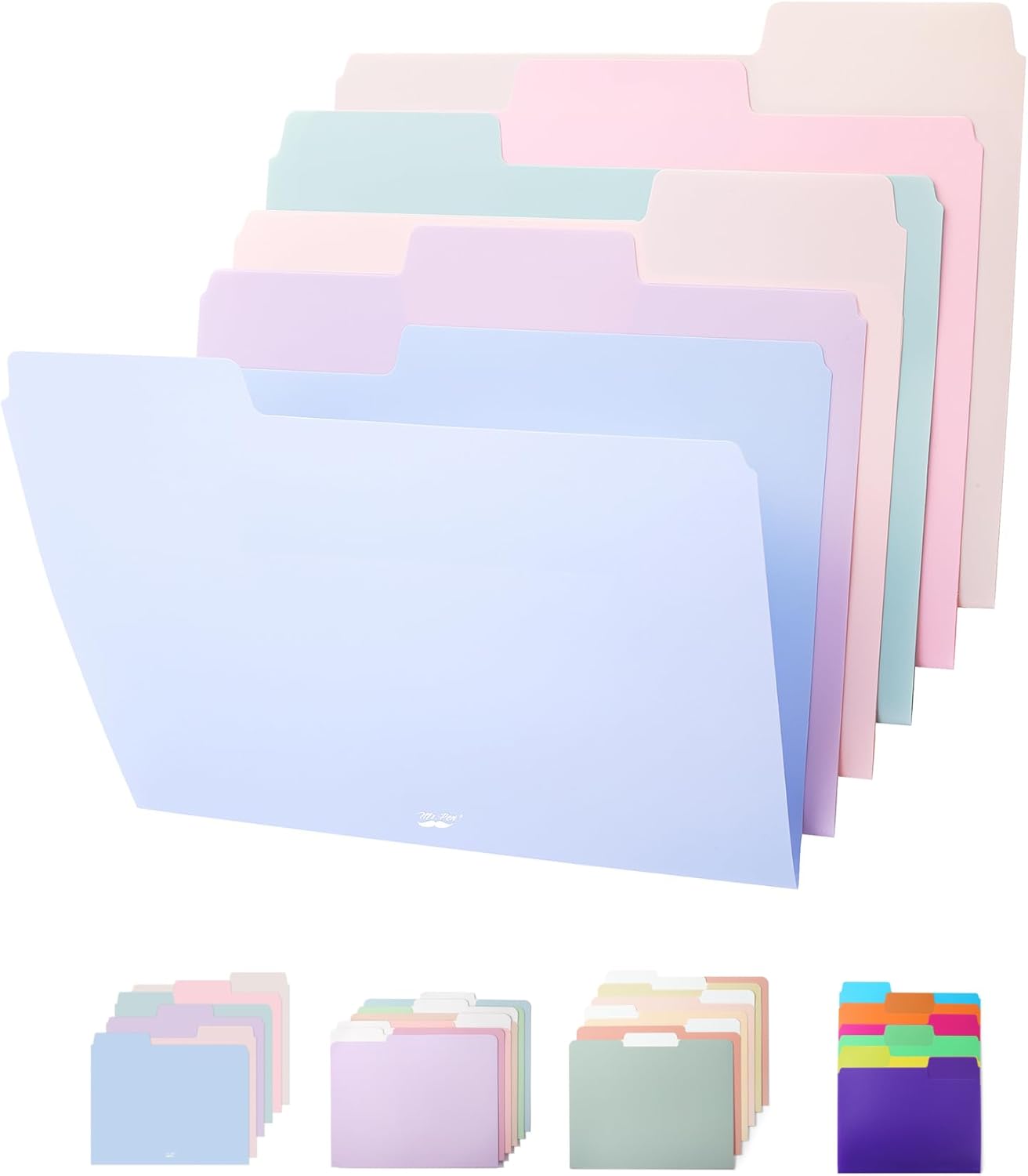 Mr. Pen Pastel Poly File Folders, 1/3 Cut Tab, 6 Pack, Letter Size