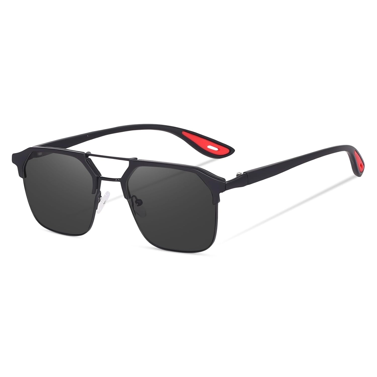 Retro Square Eyewear Sunglasses for Men | UV Protection | HD Vision | Anti-Glare Rectangle Shades Black-image-16