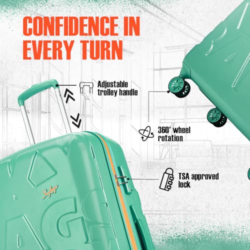 Image of Skybags Polycarbonate (Pc) Graphiq Check-in 75 Cm(Large) 8 Wheels Trolley Bags for Travel Hard Case Spinner Luggage, Lightweight Bag with TSA Lock & Scratch Resistant|5 Years Warranty (Marine Green)
