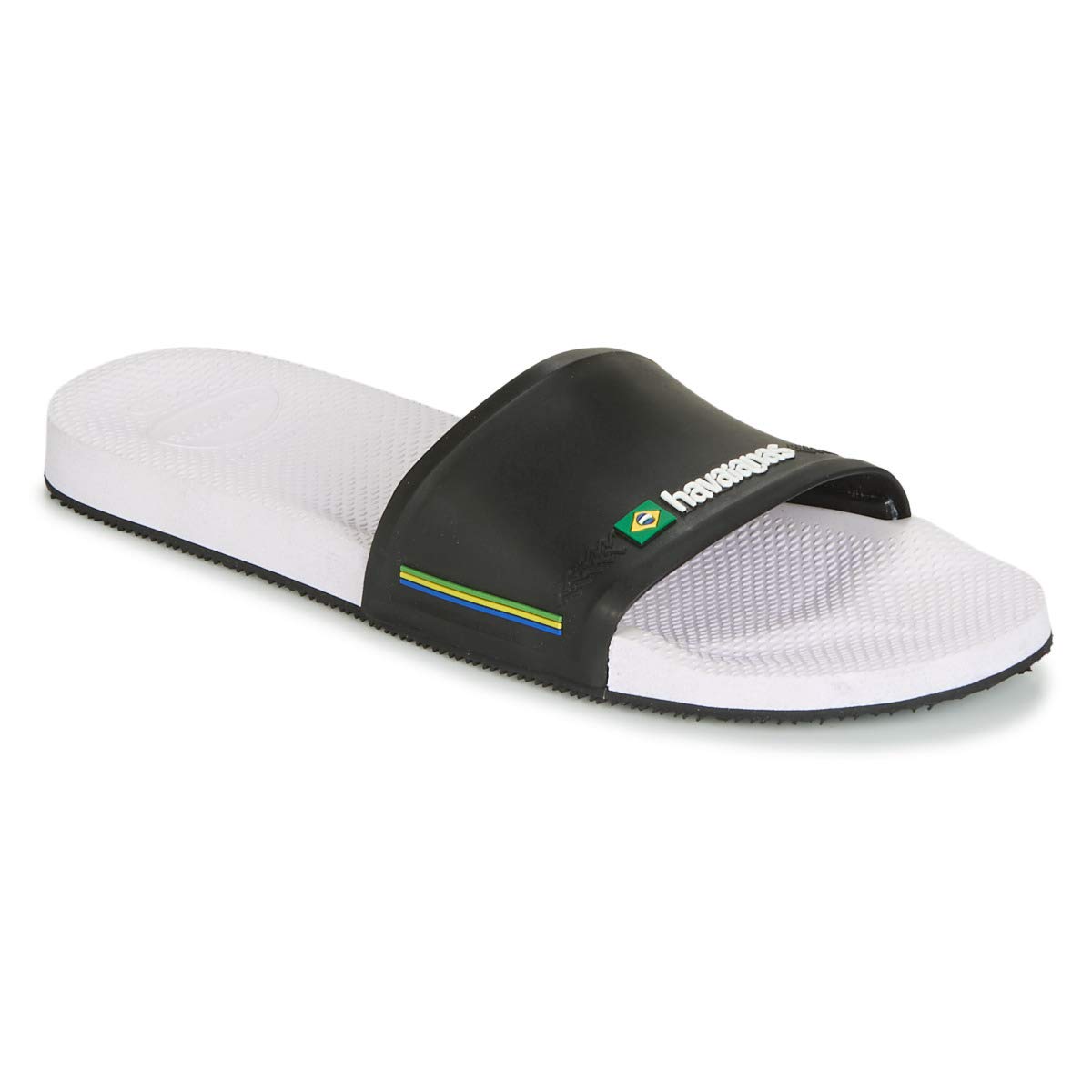 Havaianas Unisex Slide Sandal, White Black, 5 UK