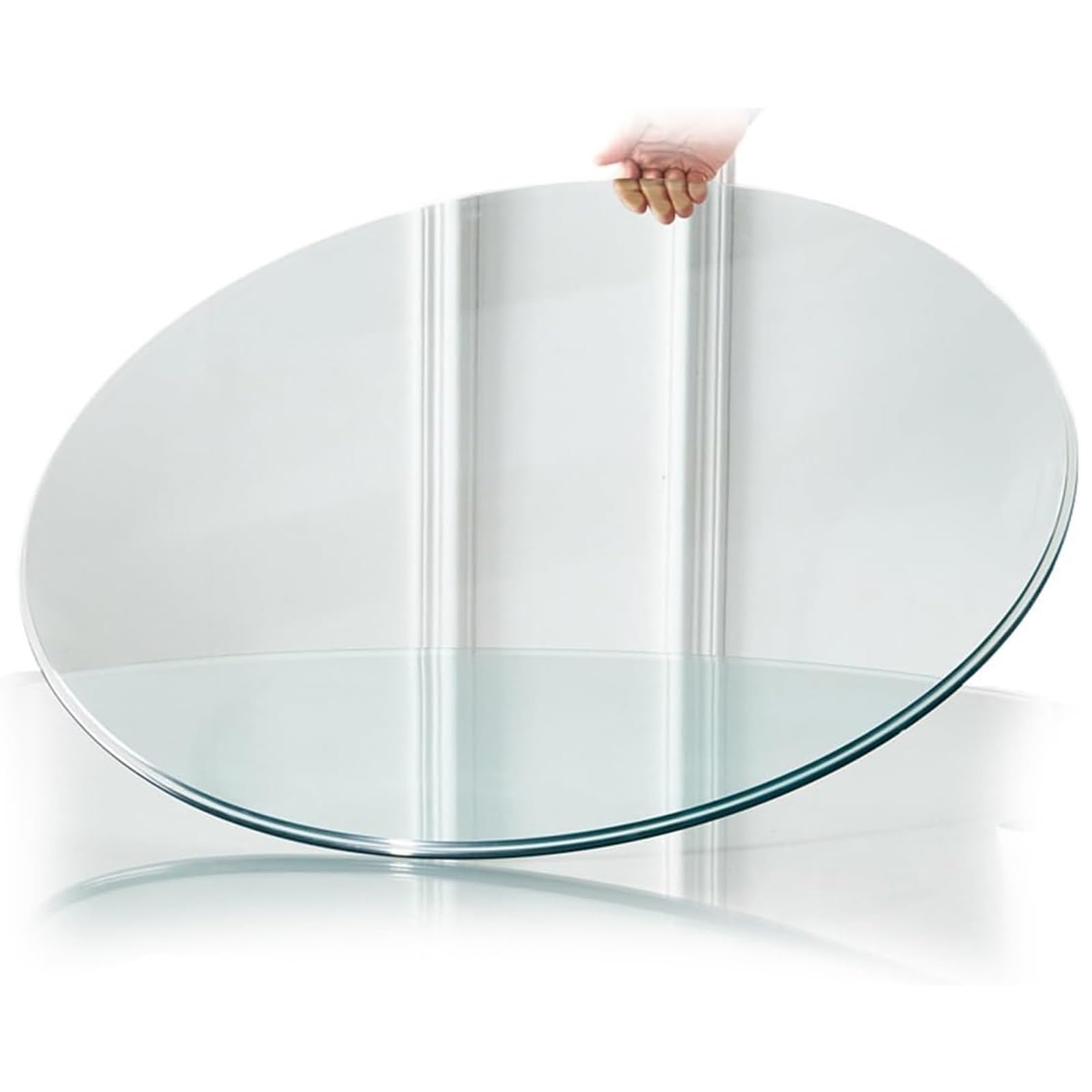 Table en verre trempé rond 98cm pour plateau de terrasse extérieure et cuisine