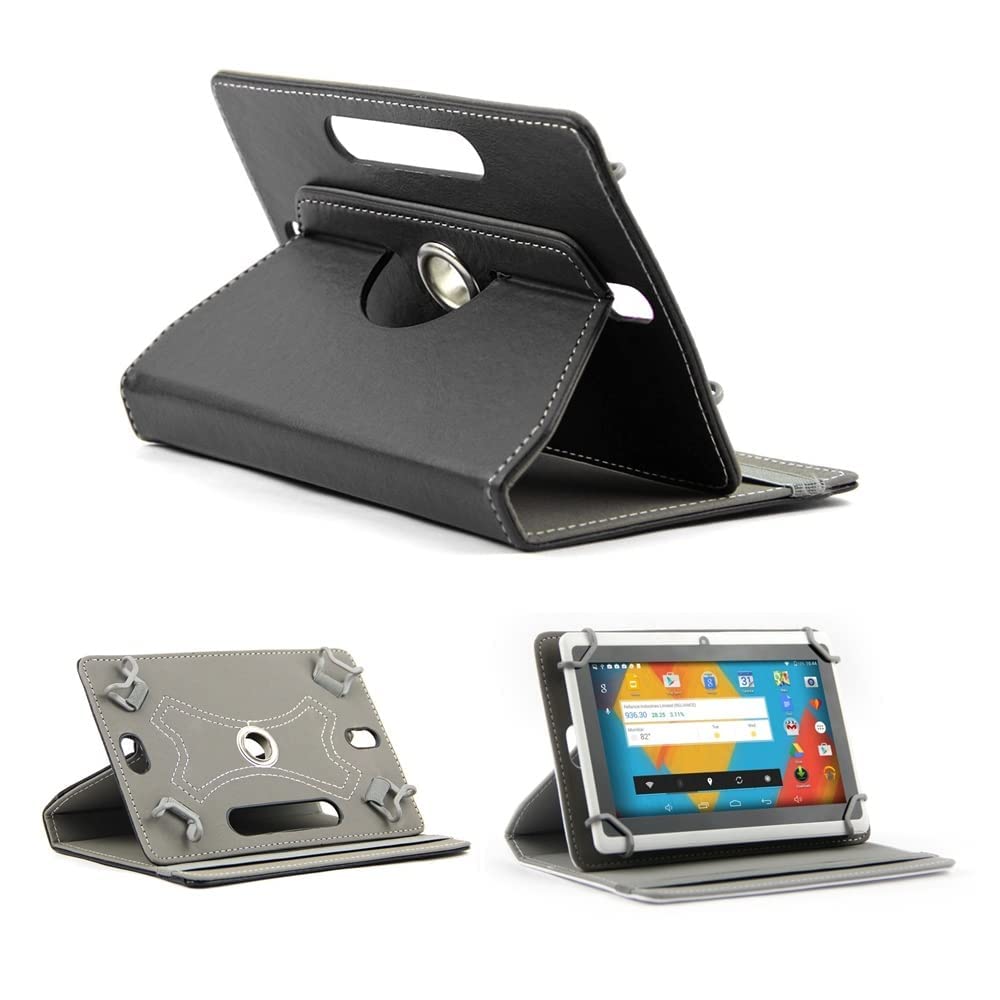 Ecomaholics Rotating Leather Flip Case Compatible with Amazon Fire HD 10 Plus (11th Generation) (2021 Release) Cover Stand Black