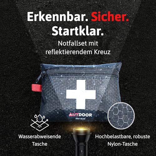 AUTDOOR® Erste Hilfe Set Light – ultraleicht & kompakt – entwickelt von Ärzten – Robuste Reiseapotheke für Wandern, Klettern & Wassersport – Notfalltasche mit Essentials