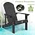 Y&M Adirondack Chair, Black Fire Pit Chairs, Outdoor Patio Chairs with Cup Holder, Weather Resistant HDPE Wooden Textured Patio Chairs, Perfect for Garden, Lawn, Deck, or Poolside