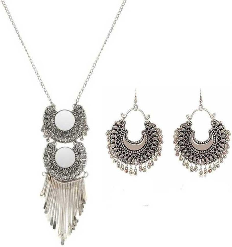 Diano Dimzi Oxidised Silver Chain & Earring Set For Women Pack of 1 White || WWV-OSJS-B11 (B0CRB1P93Y) Amazon Price History, Amazon Price Tracker