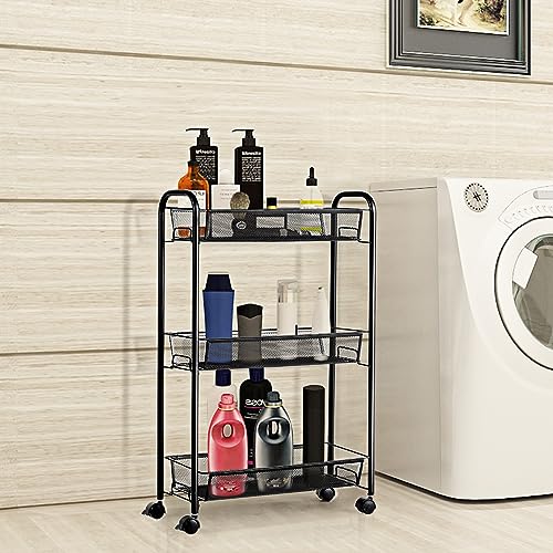 COSTWAY Carrello a Rete Multiuso, Scaffalatura a 3...