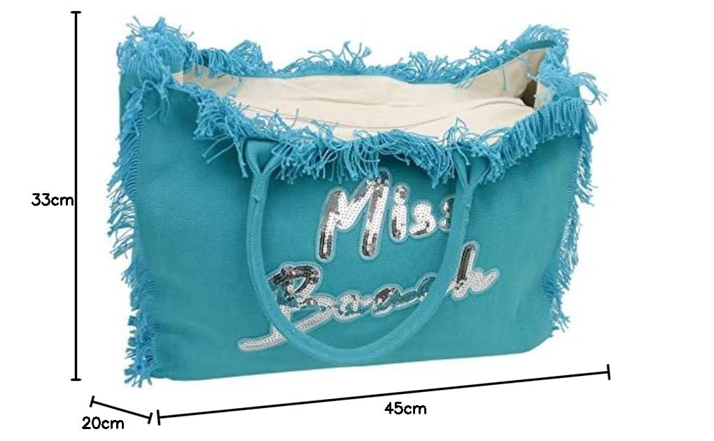 Borsa da Spiaggia Con Chiusura Zip per Vacanze - 29 o 17 Litri di Volume - Borsa Mare, da Picnic e a Tracolla in Tela