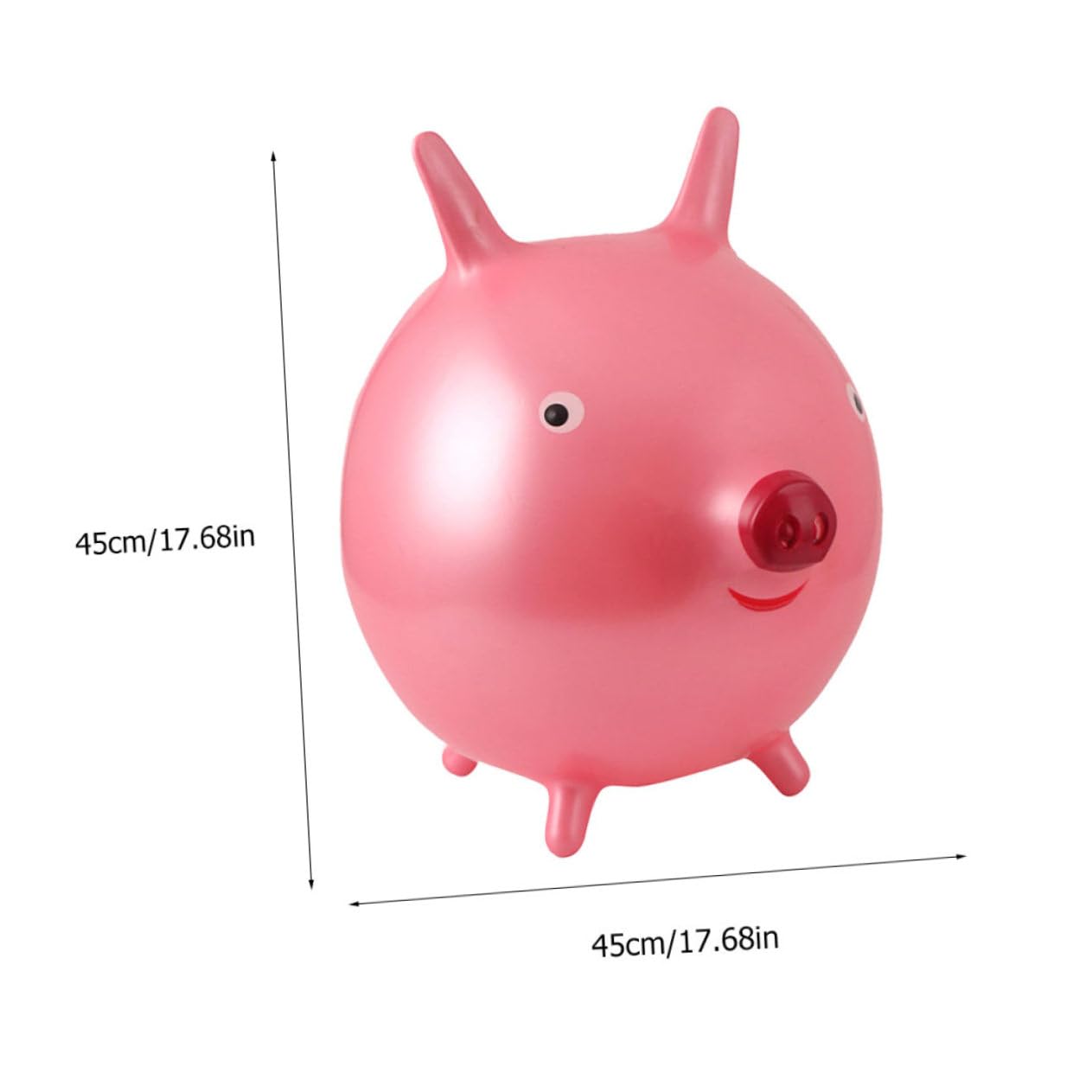 WOONEKY Pelota Saltarina para Niños Dibujos Animados y Mango Forma De Orejas De Cerdo, Tamaño Grande De 45 Cm, PVC Grueso, para Juegos Jardín De Infancia y Fiestas Infantiles