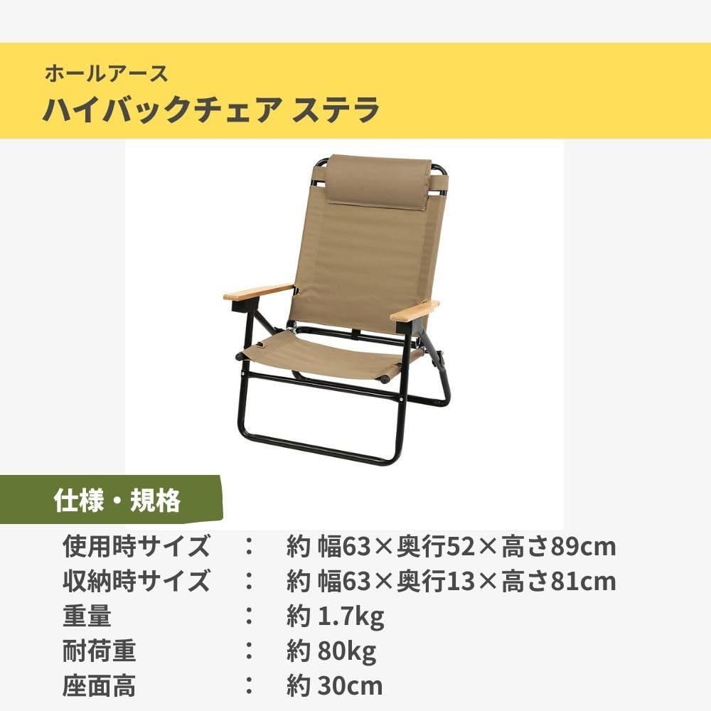 Amazon.co.jp: ホールアース（Whole Earth） ハイバックチェアステラ