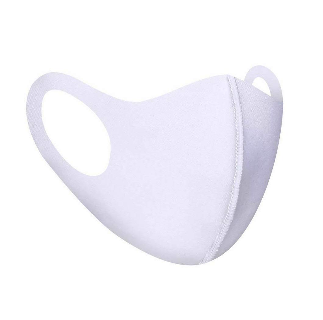 Komonee Men's White Adults Washable Reusable Face Mask Dustproof Cloth Mouth Cover Covering For Wo Outdoors Indoors Cycling Ski Protection (Pack Of 5)