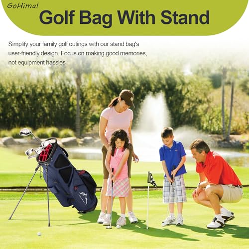 GoHimal 14 Way Golf Stand Bag, Golf Bags for Men with Stand, Top Dividers Ergonomic with 10 Pockets Golf Club Bags, Navy Blue