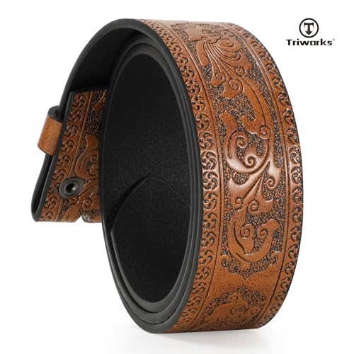 Western Leather Belt for Men without Buckle Cowboy Cowgirl Leather Belt Strap for Jeans3