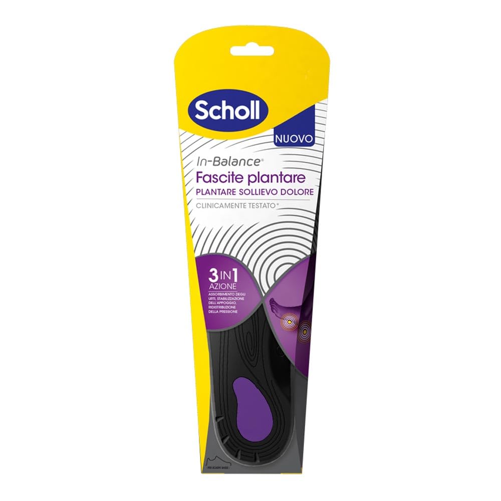 Scholl In-Balance - Plantilla para aliviar el dolor de fascitis plantar, plantillas con arco plantar reforzado y soporte en el talón para aliviar el dolor, talla L (42,5-45), 1 par, hombre y mujer