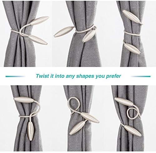 Miniatura 3 de Easy Home 2 alzapaños de cortina giratorios, sujetadores creativos para cortina de ventana, sujetadores decorativos (beige, 20 pulgadas)