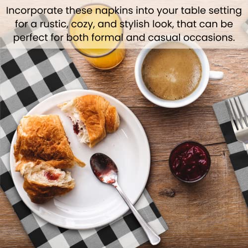 Cotton Clinic 20X20 Gingham Buffalo Check Cloth Dinner Napkins Pack Of 12, 100% Cotton Cocktail Napkins, Wedding Dinner Napkins With Mitered Corners And Generous Hem - Black White #TOP5