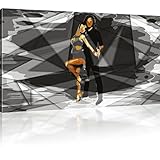 Leinwandbild Tanzpaar Abstrakt Tanz Tänzer Kubismus Paar Dekoration - 80x45 cm 1-Teilig: Schwarz-weiß