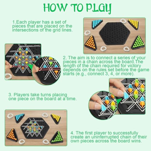Image of Chain Triangle Chess Game Triggle Rubber Band Game for Kids & Adults, Fun Family Board Game, Brain Teaser Puzzle Interactive Chess 2-4Pla (Chain Traingle Chess Game)