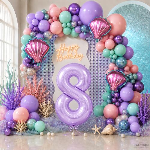 Image of KatchOn Light Purple Number 8 Balloons, 40 Inch Lilac Mylar Foil 8 Balloon