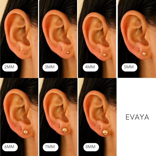 14k Real Gold Ball Stud Earrings for Women & Men (2mm-8mm Diameter) - Real 14k Gold, Secure Screw Back Design2