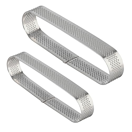 MAGICLULU 2pcs Stainless Steel Cake Mould Oval Tartlet Molds Tiramisu Tartlet Mould Baking Tools