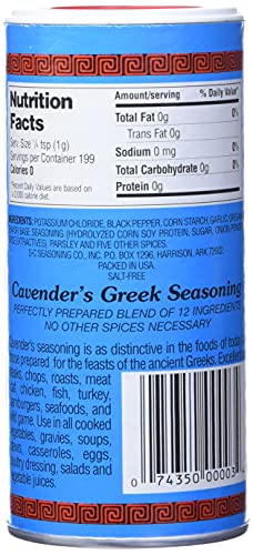 Cavender'S 00743500000 Cavenders, Seasoning Greek Salt Free thumb #1