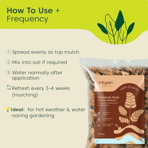 Image of KYARI Coconut Husk Chips 500g | Coco Husk for Orchids, Anthuriums & Tropical Plants | Improves Aeration & Moisture Retention | Organic Growing Medium