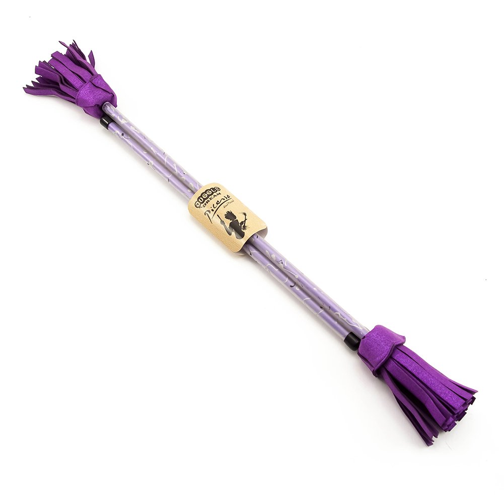 Juggle Dream Picasso Flowerstick Set inkl. Handstäbe Fiberglasstock Silicone Grip Wildlederfransen Lila Silber