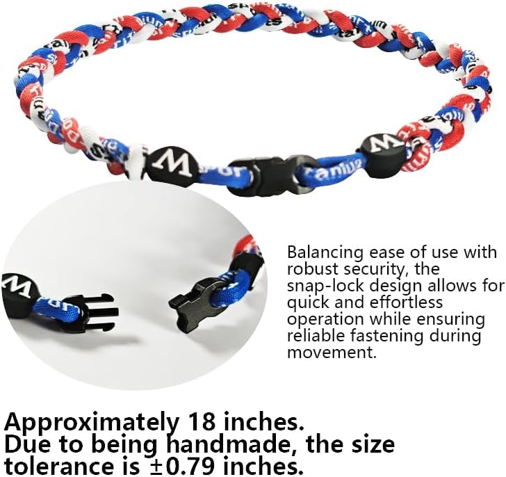 18 Inch Tornado Shaped Baseball Necklace Three Color Three Strands Braided