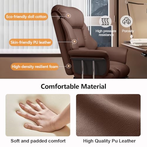 Image of Big and Tall Office Chair Wide Seat Ergonomic Leather Executive Desk Chair with Leg Rest, Heavy-Duty 550 lbs Adjustable Height Computer Gaming Chairs