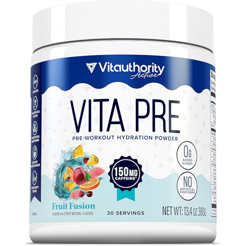 Image of Vitauthority Pre-Workout Hydration Powder for Women Clean Energy & Endurance, L-Citrulline, Beta-Alanine, Organic Coffeeberry with Coconut Water & Sea Salt Fruit Fusion Flavored