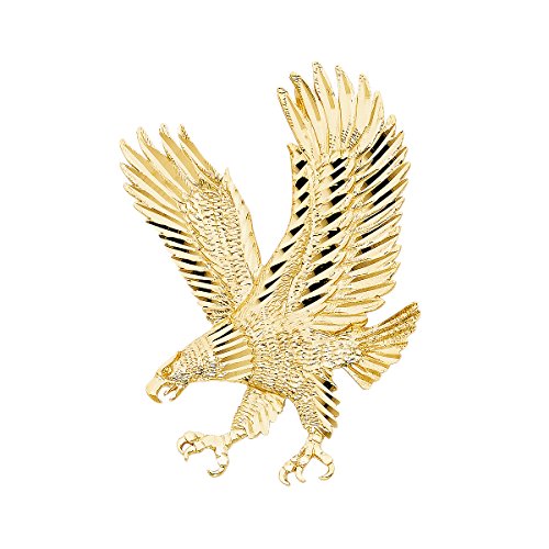 14K Yellow Gold Eagle Pendant - Height 62 MM Width 43 MM