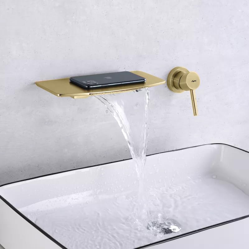 Image of Aquieen Luxury Series Wall Mounted Basin Mixer Hot & Cold with Diverter Body & Exposed Part Kit (Bianca) (Gold)