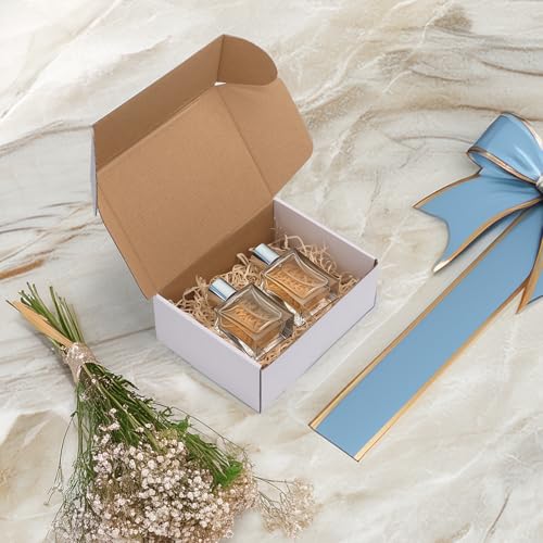 Image of HORLIMER 8x6x3 inches Shipping Boxes Set of 25, White Corrugated Cardboard Box Literature Mailer, 25 Stickers Included