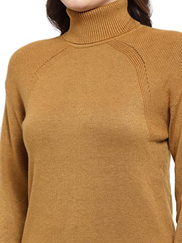 Image of Mafadeny Women Green Solid Turtle Neck Viscose Sweater