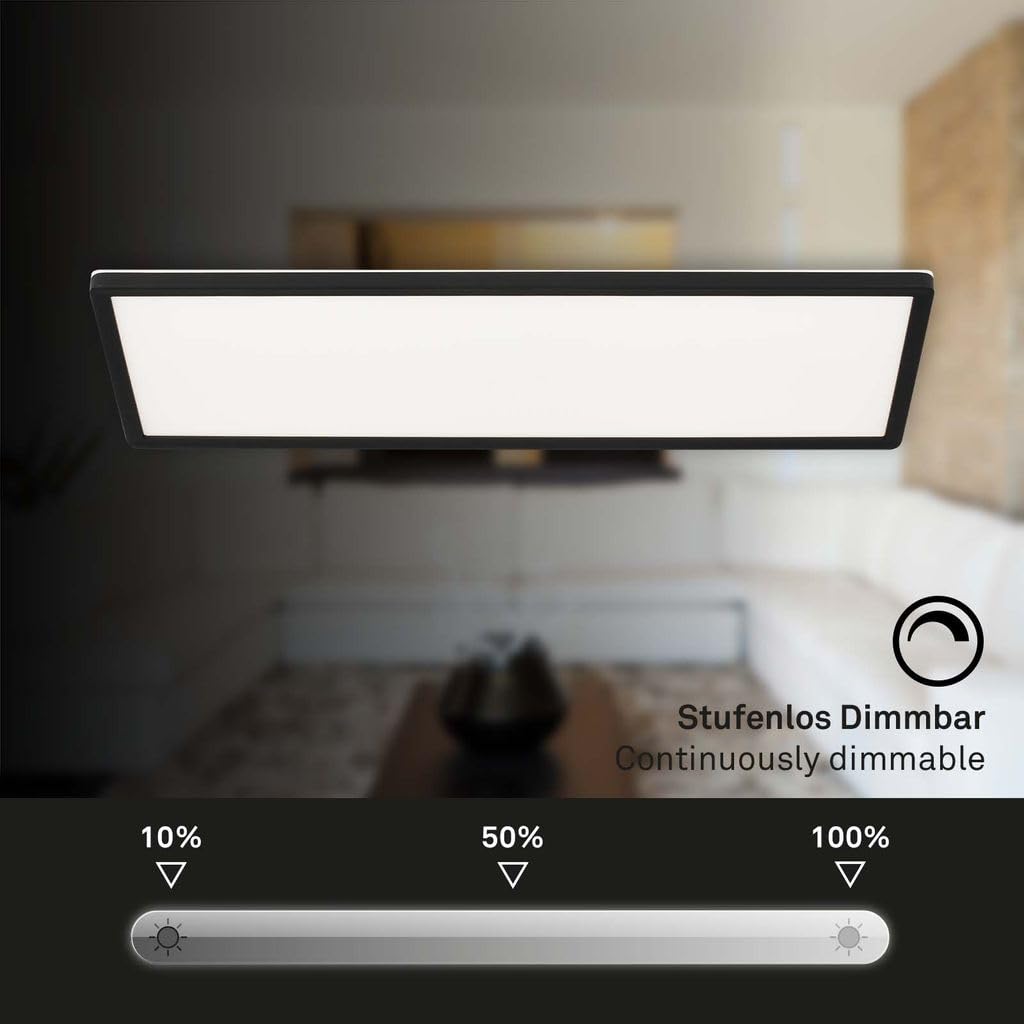 Briloner - Plafoniera LED CCT, plafoniera LED retroilluminata, ultrapiatta, dimmerabile, telecomando, bianco caldo, bianco neutro, bianco freddo, 580 x 200 x 30 mm (L x P x A)