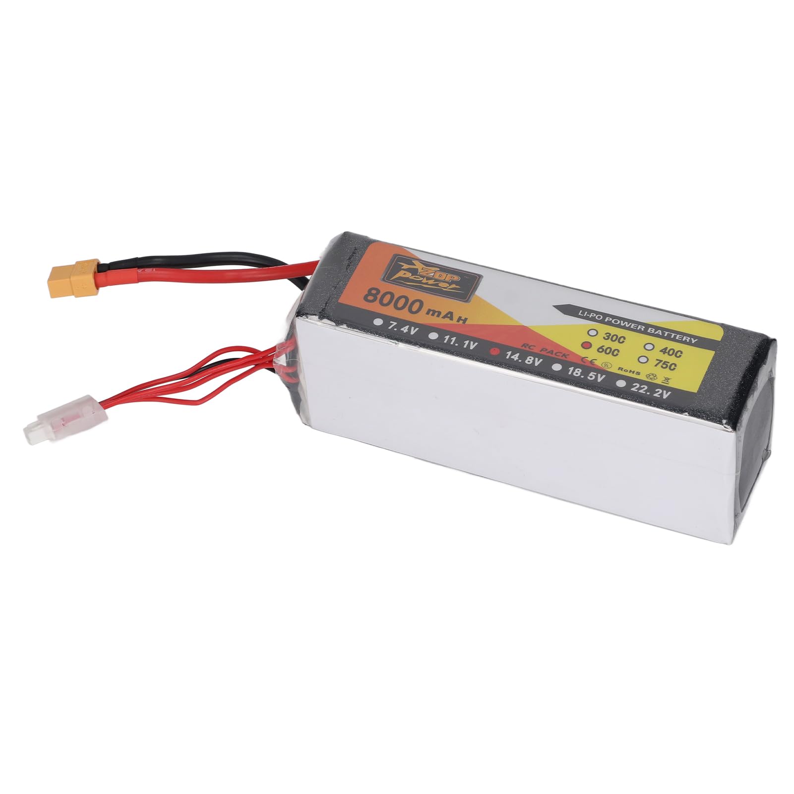 Batteria per Drone da Corsa RC per Auto Quadcopter XT60 Spina FPV, con Elevata velocità di Scarico, Batteria Ricaricabile 8000mAh 60C 14.8V LiPo