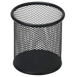 Black Pen Holder Cup for Desk, Black Wire Mesh Pencil Cup Holder for Desk Office Pen Organizer