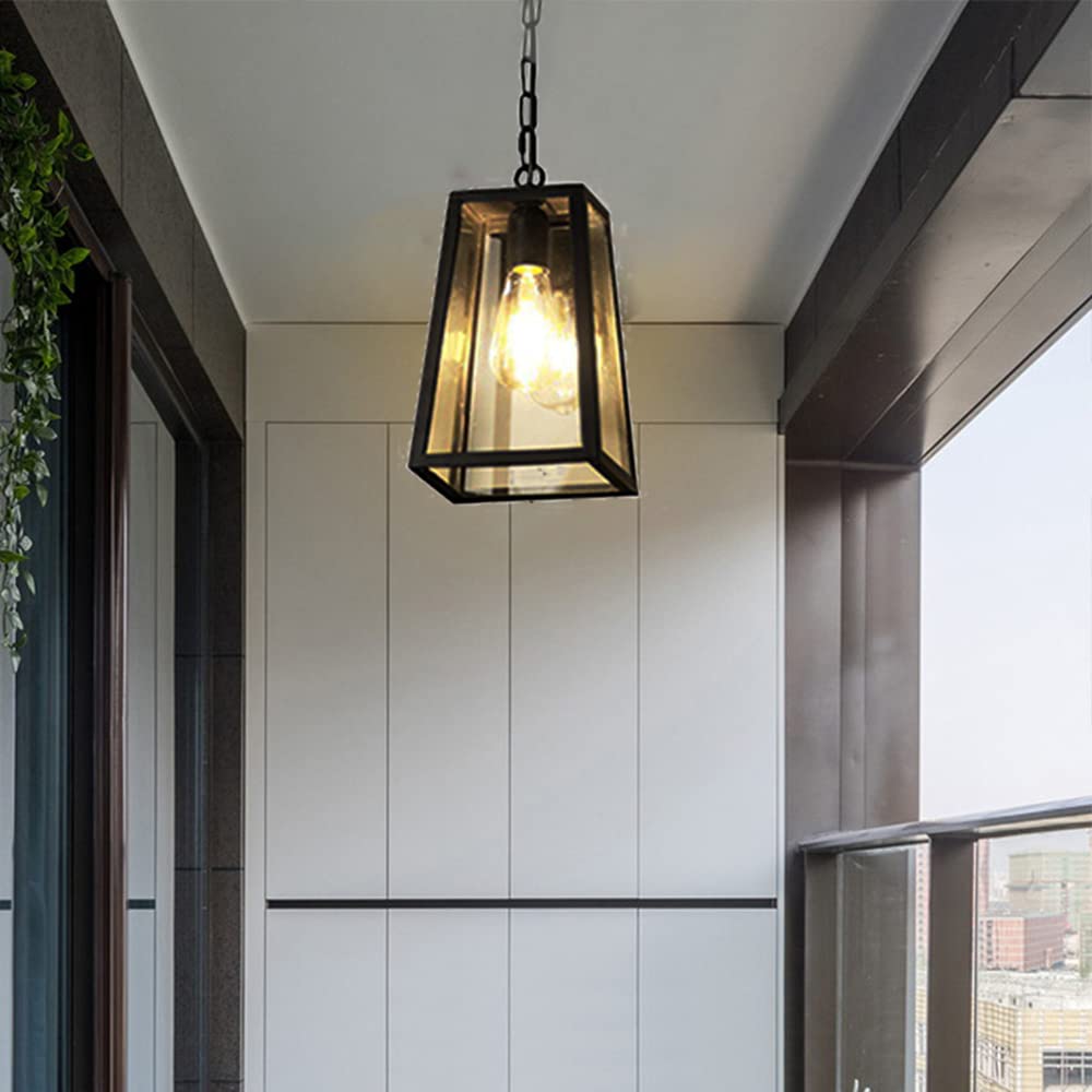 LYMSXAZOU Retro Outdoor Waterproof Chandelier Light - Antique Glass Ceiling Pendant for Garden Balcony & Gazebo E27 Rainproof Villa Loft Lamp Stylish Patio Illumination