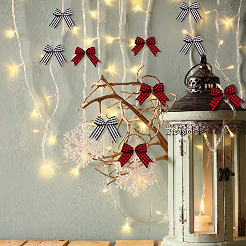 36 Pieces Plaid Bows Valentine's Day Plaid Bows Small Buffalo Plaid Decorative Bows For Valentine Decoration Package Supply (Red And Black) #TOP5