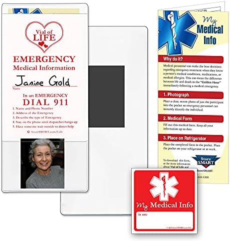 StoreSMART - Vial of Life Medical Info Pocket - Magnetic Back - 10-Pack - for Refrigerator, Locker, Filing cabinets - VHTSM-10