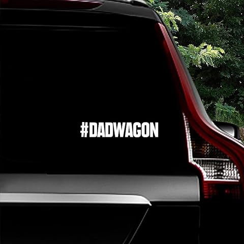 H-TRADINGS Dad Decal Dad Wagon Glossy Decal Vinyl Sticker for Bumper,Cars, RV, Trucks,Vans, Walls, Windows, Laptop White 8 x 1.5 in for Laptop and Desktop Computer Cover