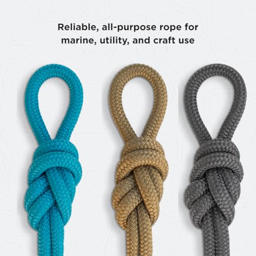 Montauk Rope 1/2\" Double Braid Nylon Rope Solid Colors Dock Line for Boats up to 30ft | Marine-Grade, Shock Absorbing, Low-Stretch, UV & Saltwater Resistant Crafts & Outdoor Use-Neon Pink - 25 ft.