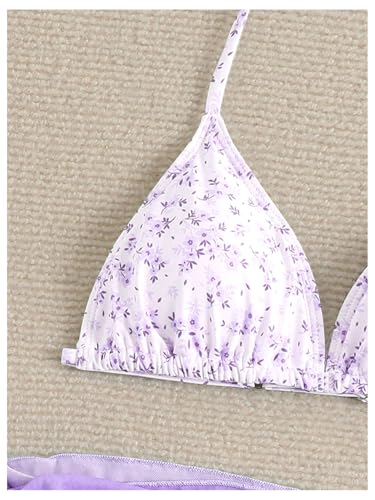 Image of Milumia Girl's 3 Piece Bikni Set Ditsy Floral Halter Swimsuit with Cover Up Skirts