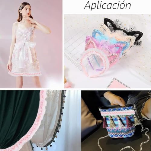 Miniatura 4 de Gorgecraft Cinta De Organza Elástica Con Borde De Encaje De Gasa Plisada Rosa De 11m Cinta De Tela Elástica Con Lentejuelas De 3cm Con Volantes Fruncidos Flecos Elásticos Para Coser Envolver Paquetes