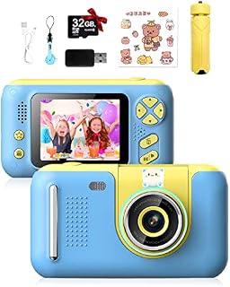 E-SMARTER Kids Camera, 1080P HD Kids Digital Camera Selfie with Holder, Card Reader, 32g SD Card, Filters, Video, Timed Shot Kids Camera for Girl, Boys, Birthday, For Kids Age 3+