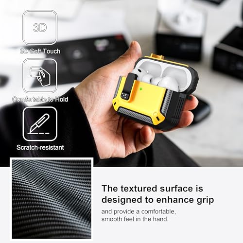 Image of AirPods Pro 3 Case with Magnetic Safety Lock Phone Stand Magsafe, Yellow