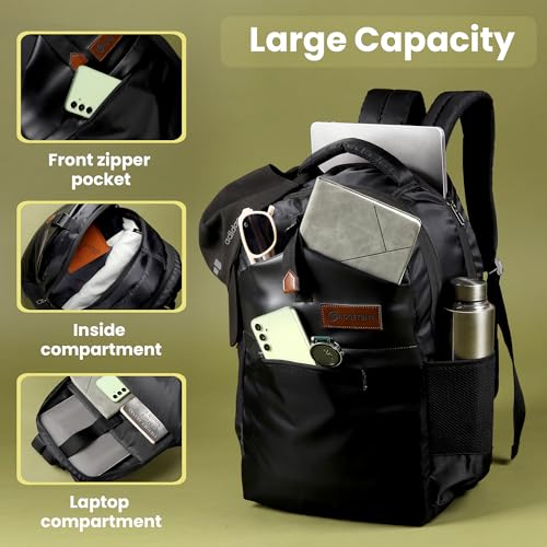 Image of GadgetBite Blaze Laptop Bag 28 Ltrs Large 4 Compartment Laptop Backpack Travelling Bag for Men and Women College Travel Bag Durable Leather Office Bag with Organizer Pocket & Bottle Pockets - Black