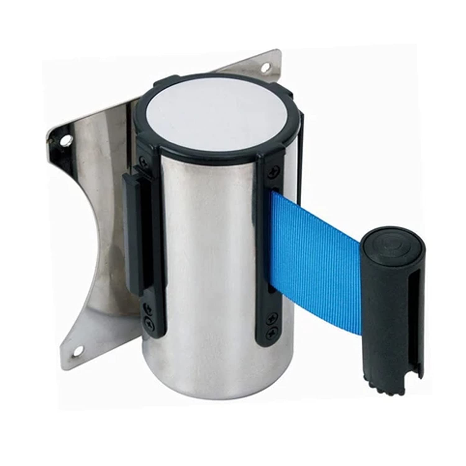 LADWA 2.25 Meter Blue Wall Mounted Retractable Queue Manager Belt for Crowd Control Wall Safety/Security Barrier Belt with Easy Assembly for Airports, Banks, Restaurants, Hotels-picture-32