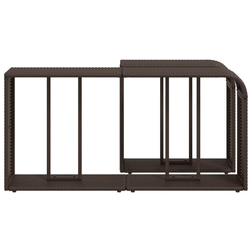 2er Set Gartenregal aus Poly-Rattan Braun, Stabiles Standregal für Garten, Terrasse und Poolbereich, Modulares Aufbewahrungsregal
